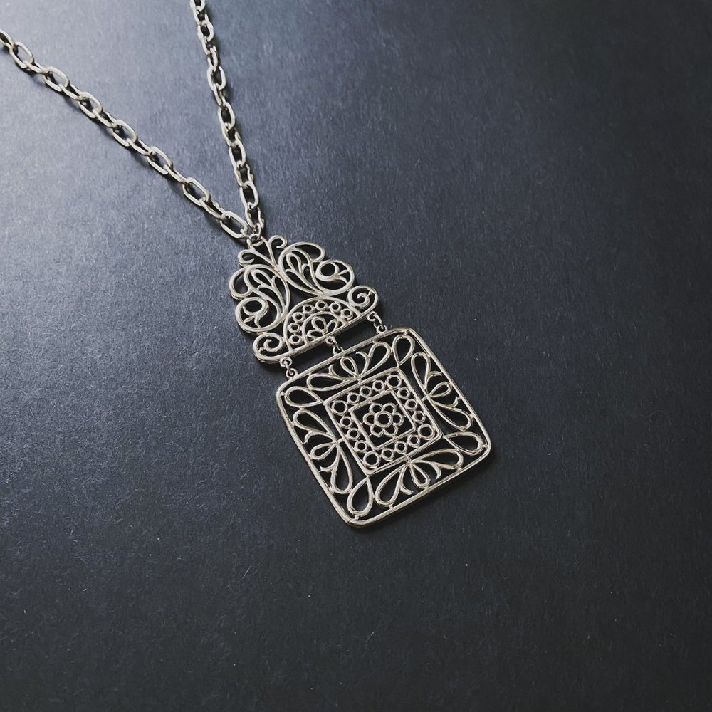 Vintage Silver Openwork Filigree Chain Necklace
